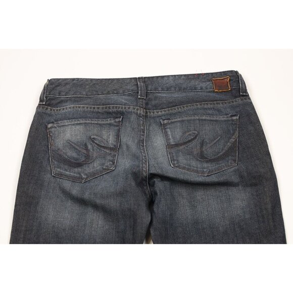 Vtg Y2K Express X2 Womens 8R Faded Stella Full Leg Flared Stretch Denim Jeans - Picture 10 of 13